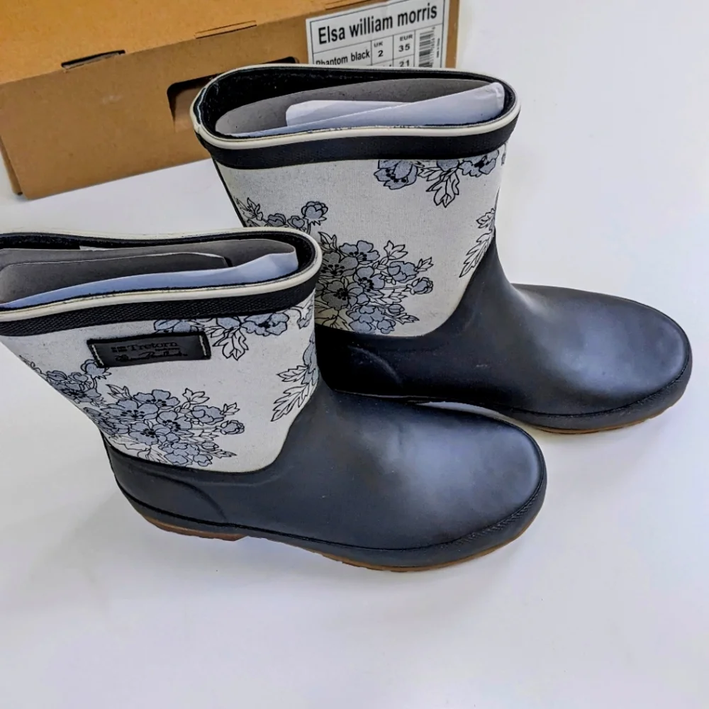 Tretorn Rain Boots Elsa William Morris Black Rain Women's size 5 - Picture 4 of 13